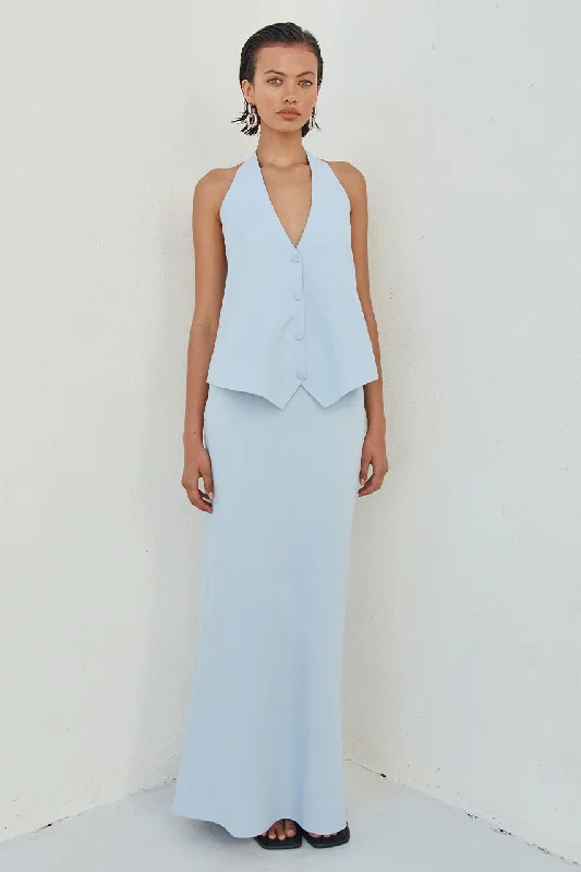 BRIONI MAXI SKIRT - SKY BLUE velvet skirt plush