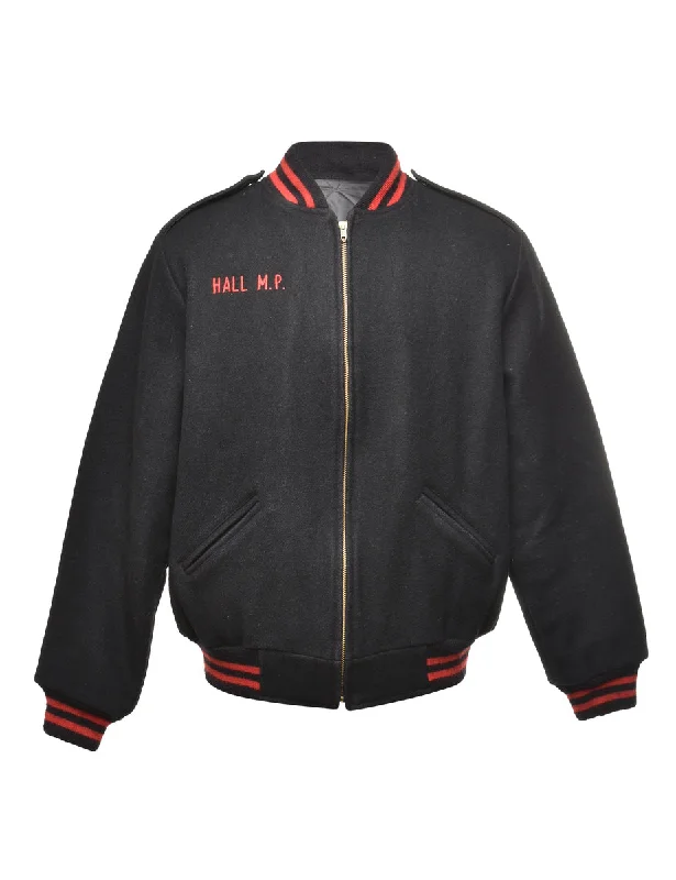 Black Team Jacket - L Toggled Jacket Drawstring Jacket Belted Jacket