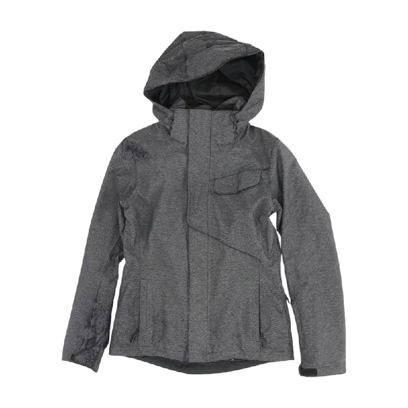 Gray Solid Ski Jacket Elasticated Jacket Padded Jacket Insulated Jacket