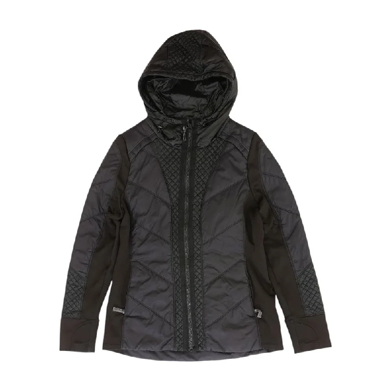 Black Solid Puffer Jacket Mesh Jacket Canvas Jacket Denim Jacket