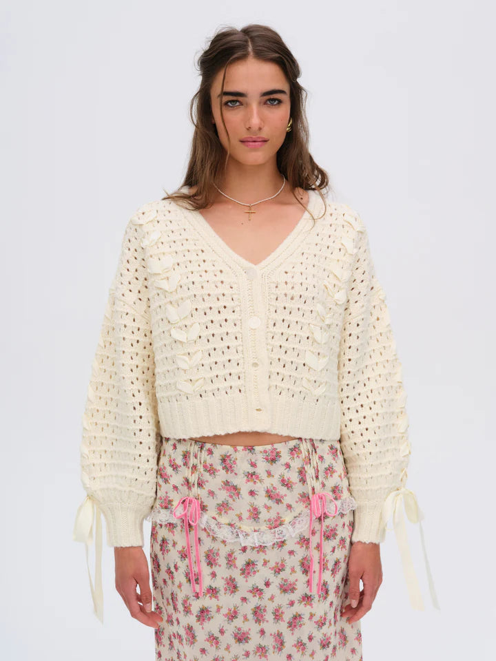 Laurel Oversized Cardigan Chenille Brocade Lace