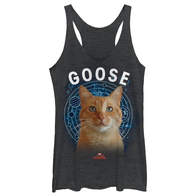 Women's Marvel Captain Marvel Planet Goose Cat Racerback Tank Top halter tank top