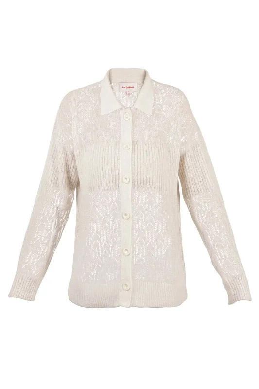 CREAM ARAÑITA COLLARED CARDIGAN Bright Pastel Dark