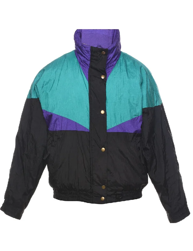 Black Nylon Jacket - M Faux Fur Jacket Real Fur Jacket Shearling Jacket