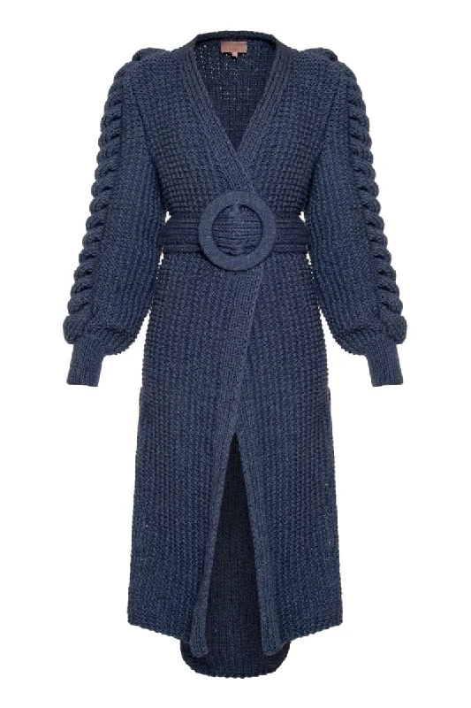 CULT MIA X LIYA STATEMENT CARDIGAN WITH BELT Rayon Fabric Velvet Fabric Corduroy Fabric