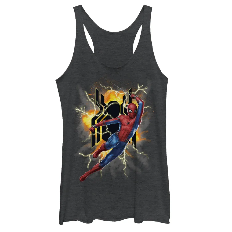 Women's Marvel Spider-Man: Far From Home Lightning Strike Racerback Tank Top peach tank top