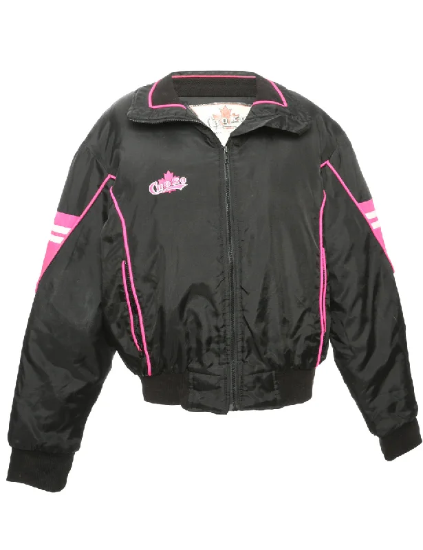 Black & Purple Contrast Ski Jacket - L Oversized Jacket Tailored Jacket Straight Jacket