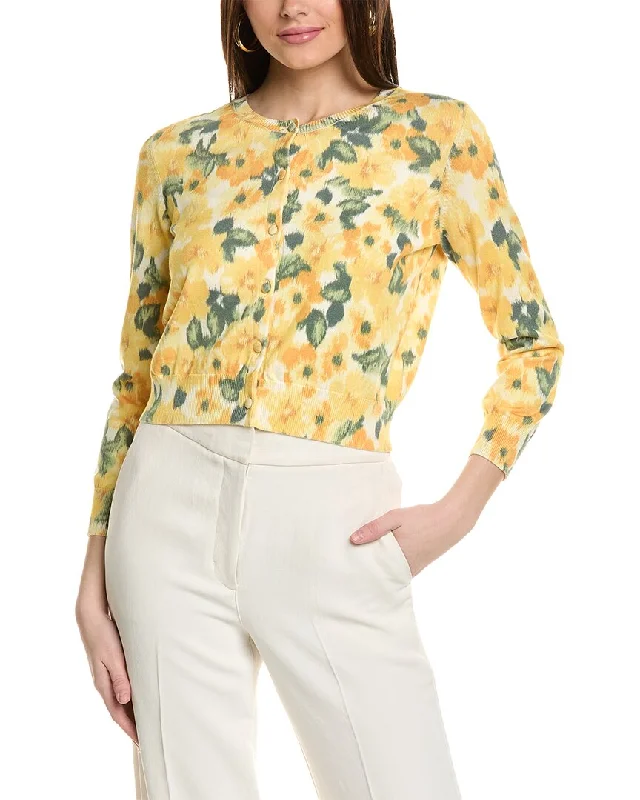 Carolina Herrera Printed Silk-Blend Cardigan Terry Terry Cloth Terry Knit