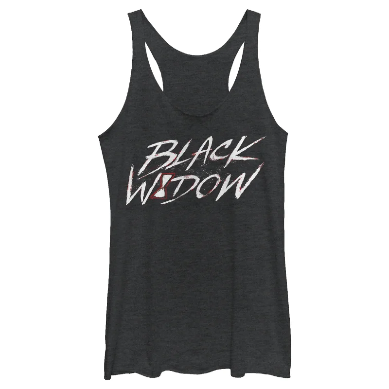Women's Marvel Black Widow Chalk Logo Racerback Tank Top low neck tank