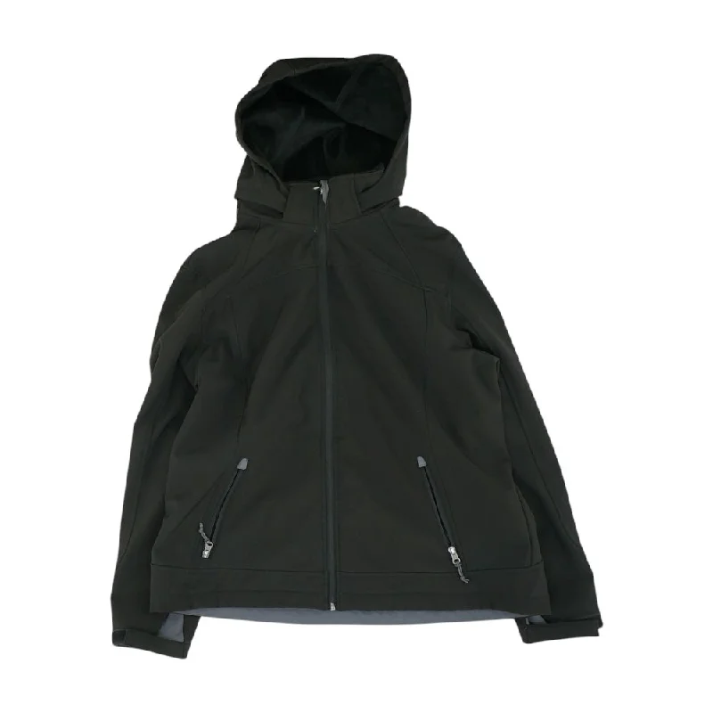 Black Solid Lightweight Jacket Front Pockets Side Pockets Patch Pockets