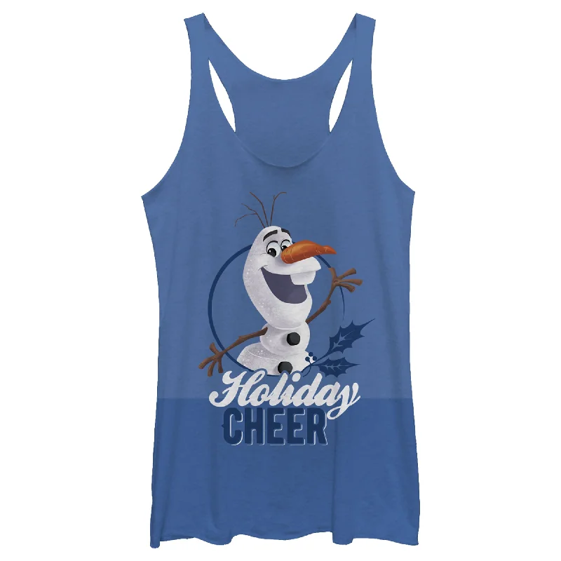 Women's Frozen Olaf Holiday Cheer Racerback Tank Top spandex blend tank
