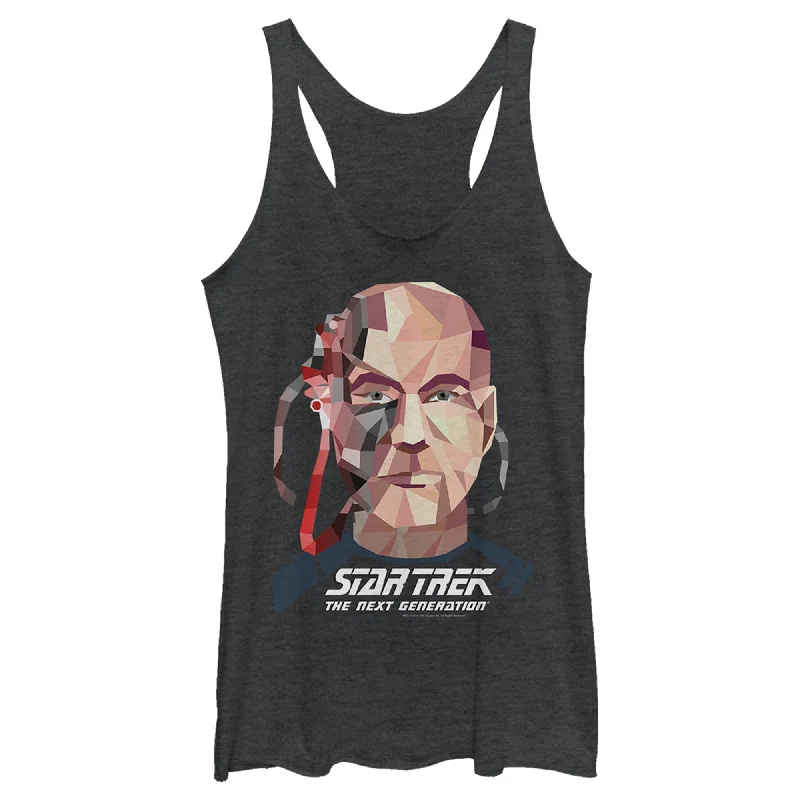 Women's Star Trek: The Next Generation Geometric Captain Jean Luc Picard Borg Racerback Tank Top striped tank top