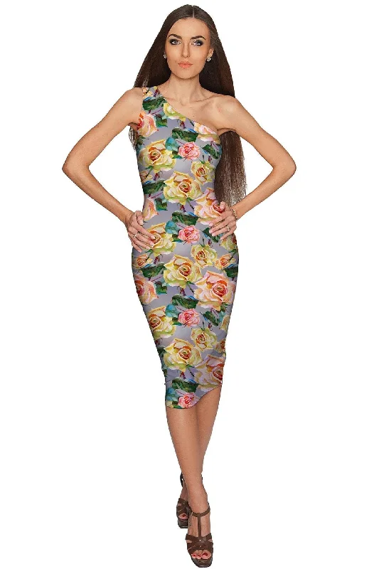 Prima Donna Layla Grey Floral Elegant Party Dress - Women Tunics Versatile stylish