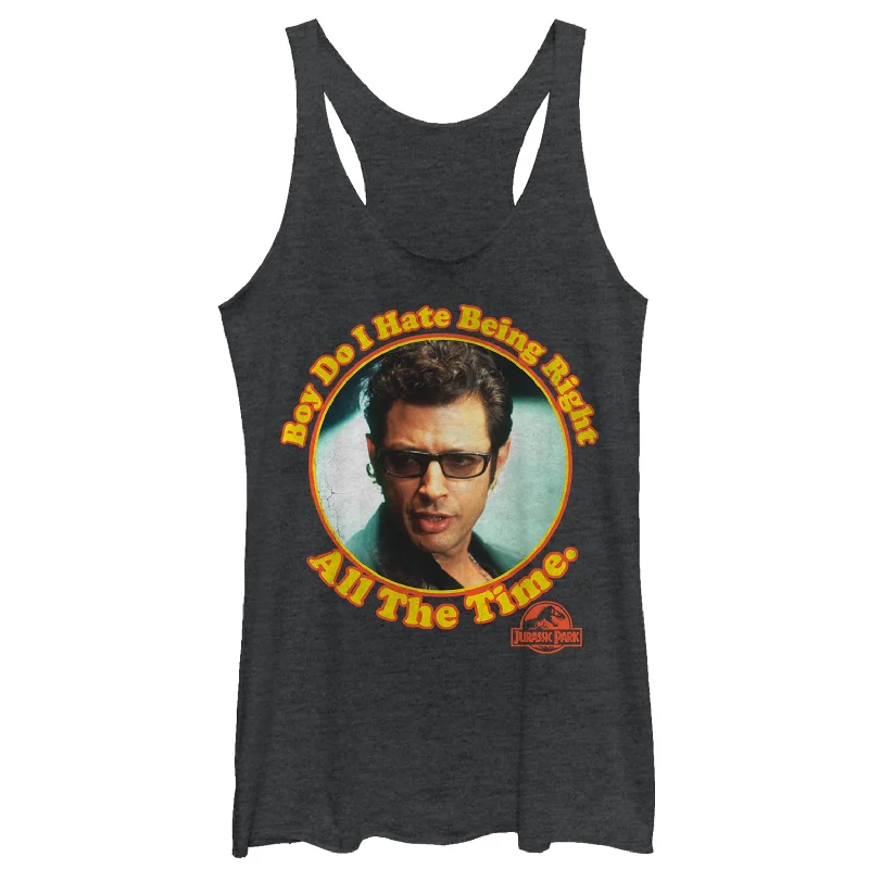 Women's Jurassic Park Dr. Malcolm Right all the Time Racerback Tank Top peach tank top