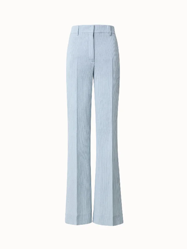 Wide Structured Cotton Silk Double-Face Pants Classic Chino Pants