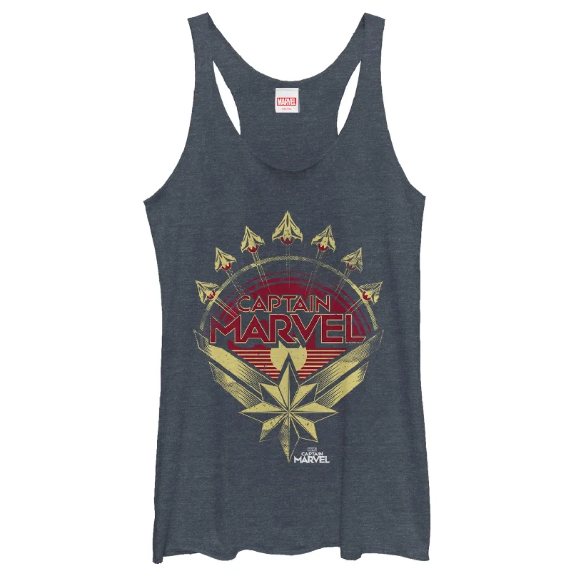 Women's Marvel Captain Marvel Retro Fighter Jet Plane Racerback Tank Top comfortable tank top
