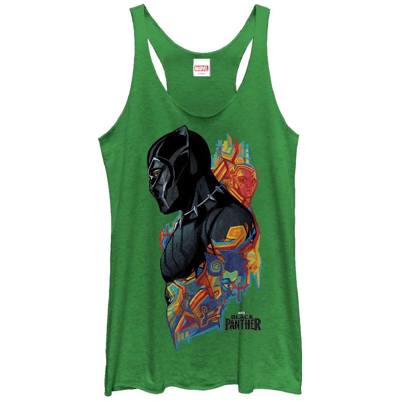 Women's Marvel Black Panther 2018 Artistic Pattern Racerback Tank Top grey tank top
