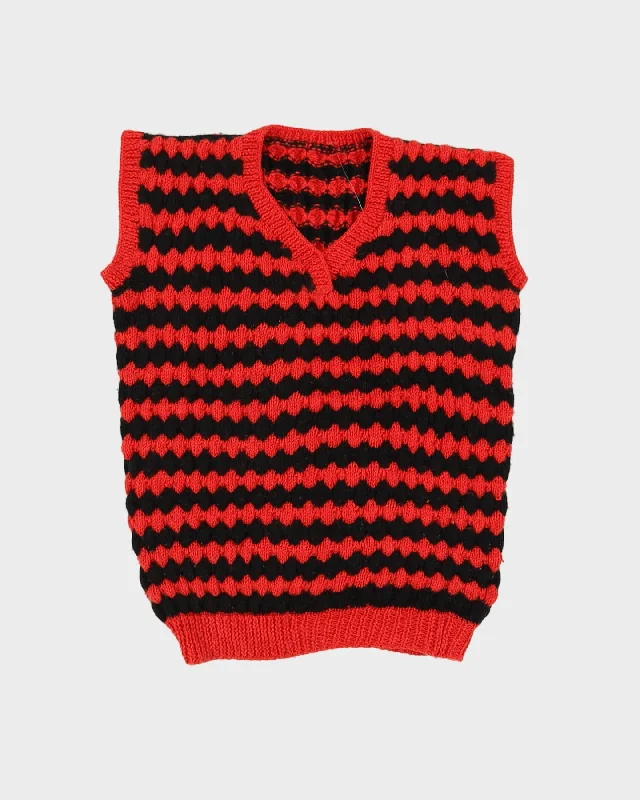 Vintage 1980s Black And Red Knitted Tank Top - S rhinestone tank top