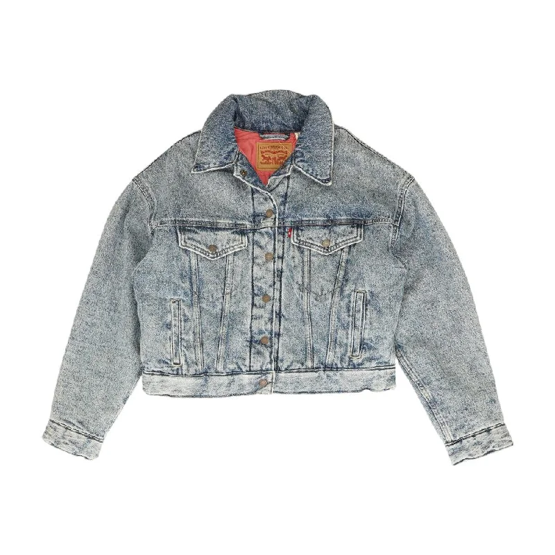 Blue Solid Denim Jacket Appliqued Jacket Beaded Jacket Sequined Jacket