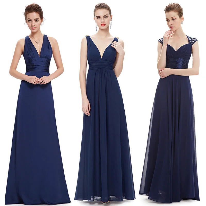 Ever Pretty Sexy Women Evening Dresses V-Neck Sleeveless Backless A-Line Slim Chiffon Long Evening Party Dress Crew Neckline Sporty