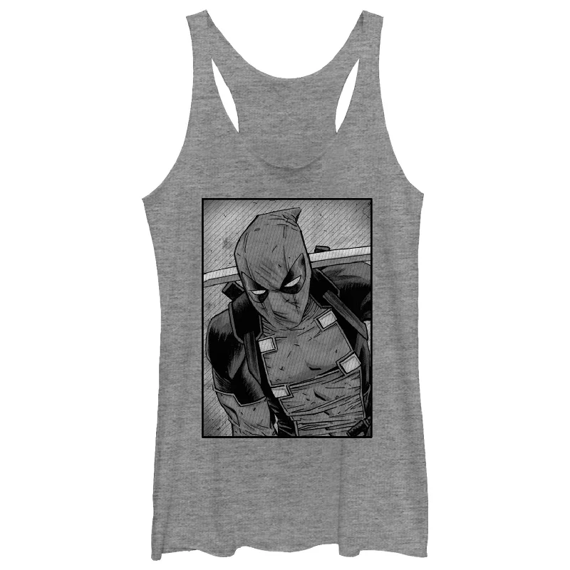 Women's Marvel Deadpool Classic Grey GrayscalePose Racerback Tank Top stylish tank top