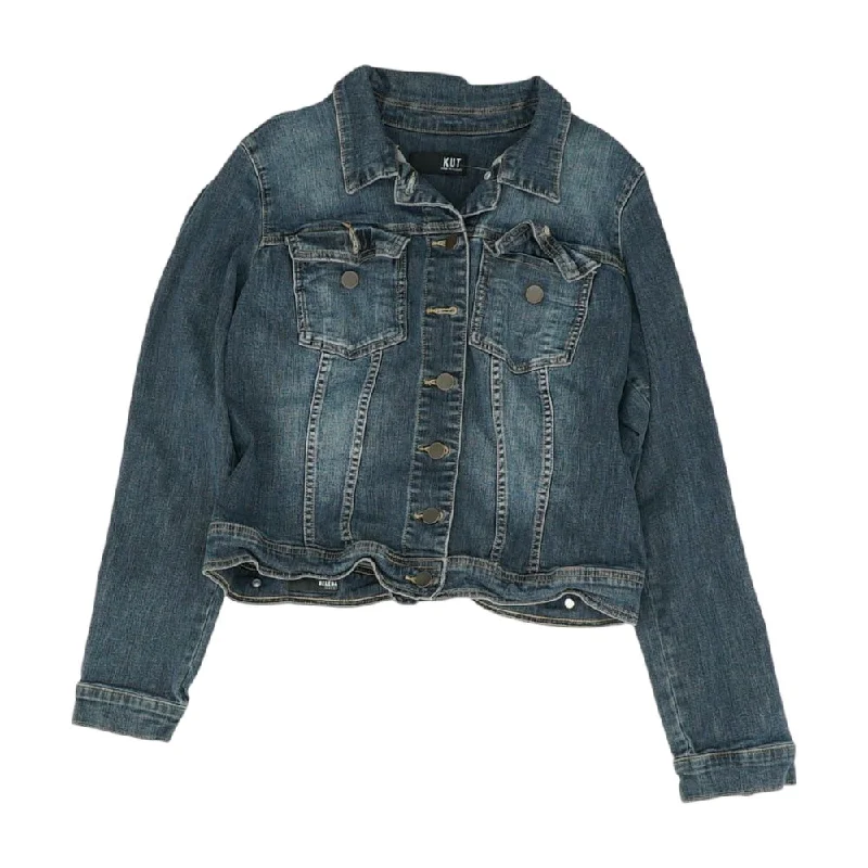 Blue Solid Denim Jacket Faux Fur Jacket Real Fur Jacket Shearling Jacket