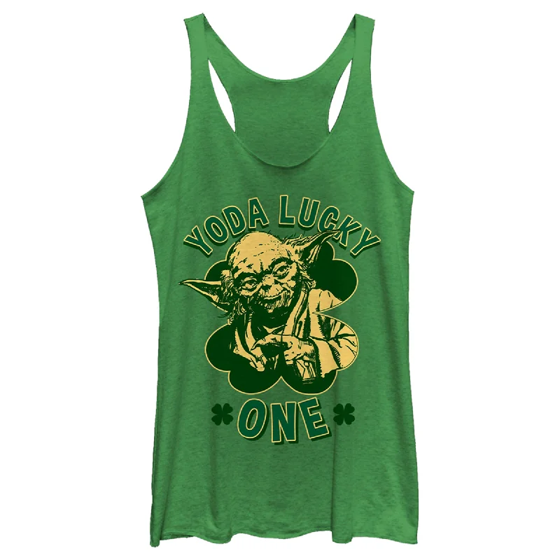 Women's Star Wars St. Patrick's Day Yoda Lucky One Racerback Tank Top seamless tank top