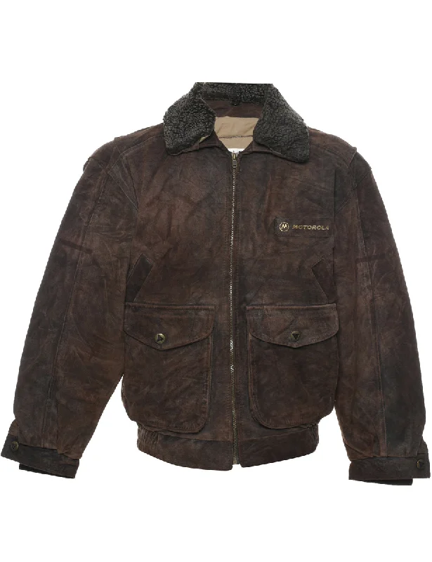 Brown Shearling Suede Jacket - L Wool Fabric Cashmere Fabric Tweed Fabric