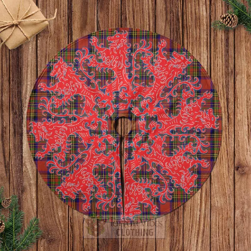 Hepburn Tartan Christmas Tree Skirt Lion Rampant Style ribbed skirt waist