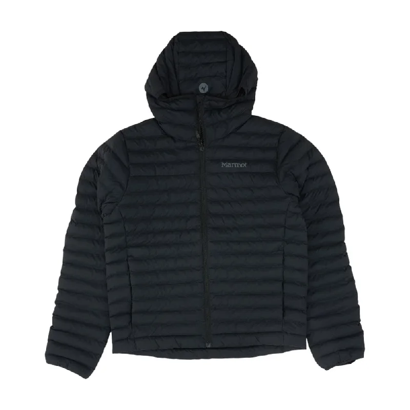 Black Solid Puffer Jacket Welt Pockets Slit Pockets Flap Pockets