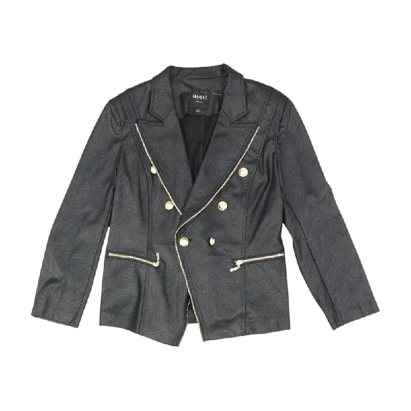 Black Solid Jacket Oversized Jacket Tailored Jacket Straight Jacket