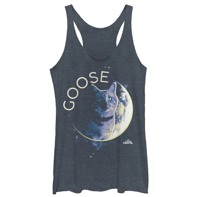Women's Marvel Captain Marvel Moon Goose Cat Racerback Tank Top crew neck tank
