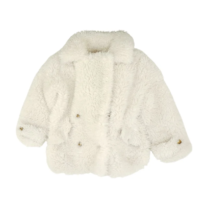 White Solid Jacket Hoodie Zip-Up Jacket Button-Up Jacket