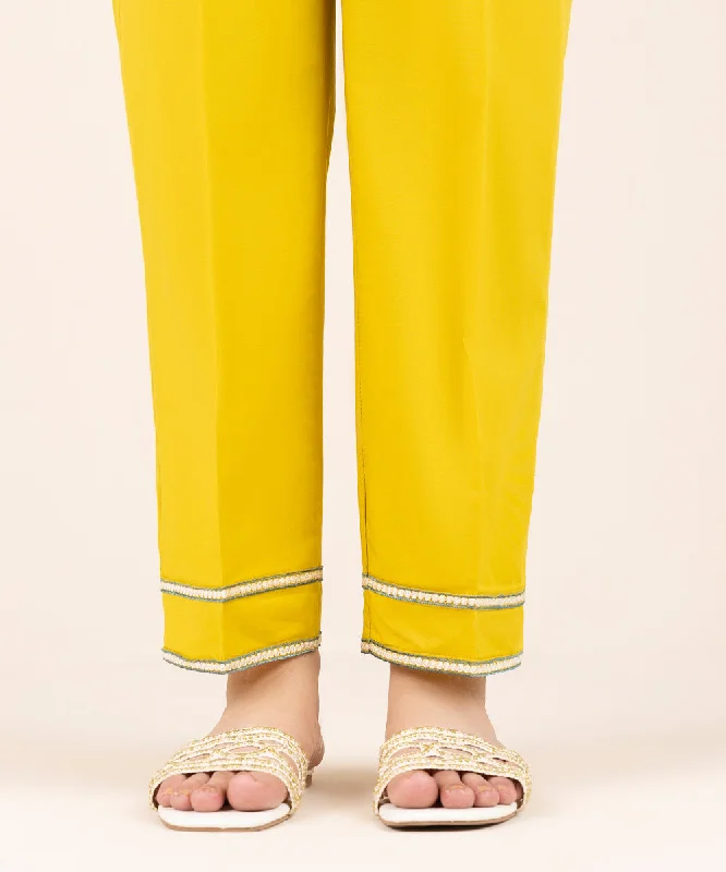 Solid Cambric Straight Pants Comfortable Jogger Trousers