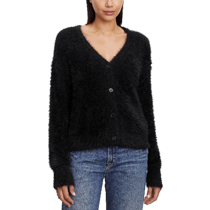VELVET BY GRAHAM & SPENCER Womens V-Neck Long Sleeves Cardigan Sweater Cotton Fabric Linen Fabric Terry Fabric