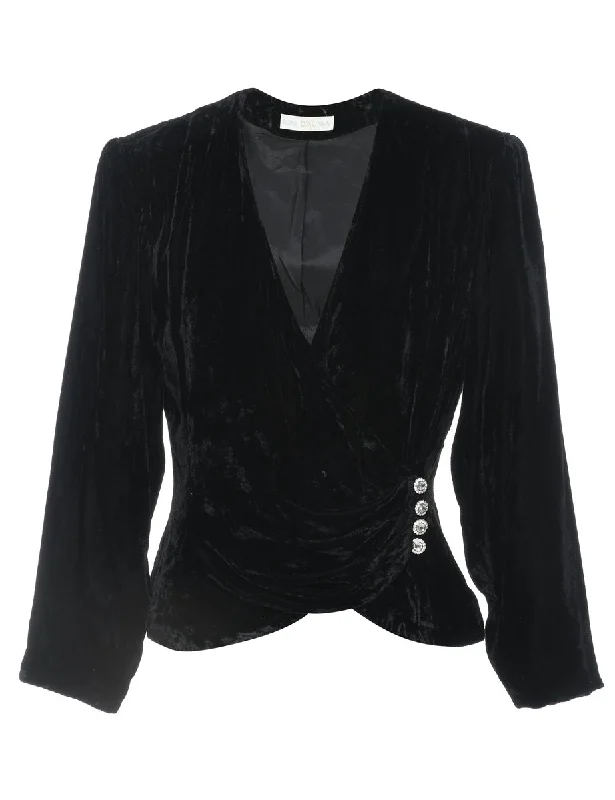 Black Velvet Evening Jacket - M Fleece Jacket Down Jacket Feather Jacket