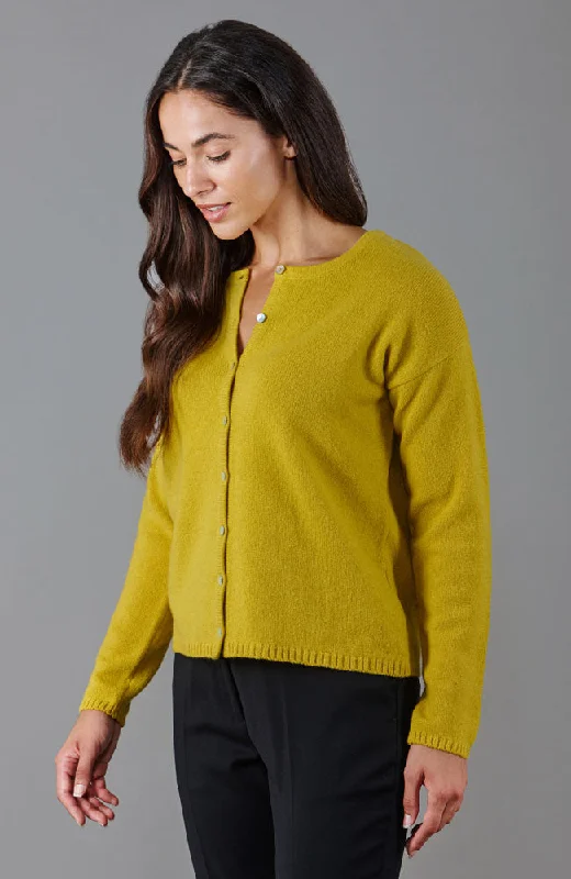Womens Lambswool Crew Neck Cardigan Chenille Brocade Lace
