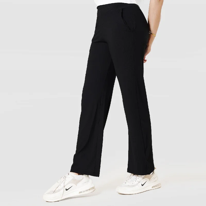 Tf-Black Everyday Exclusive Ribbed Pants Trendy Palazzo Pants