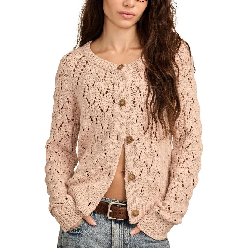 Lucky Brand Womens Knit Cotton Cardigan Sweater Cable Knit Ribbed Knit Lace Knit