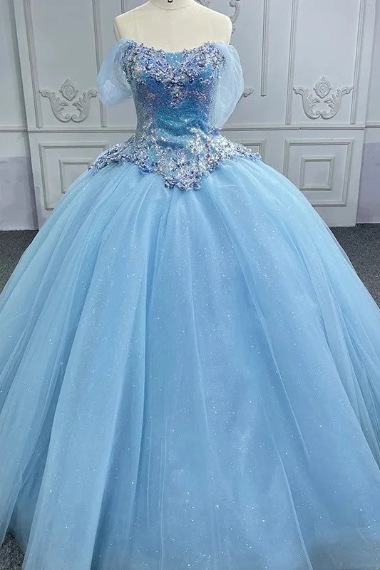 Quinceanera Dresses Princess Cap sleeve Ball Gown Sequins Square Collar Evening Party Dresses Tunics Stylish modern