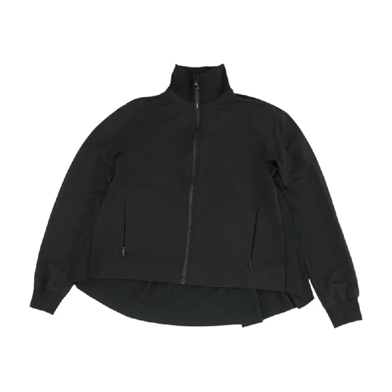 Black Solid Active Jacket Tailored Jacket Straight Jacket A-Line Jacket