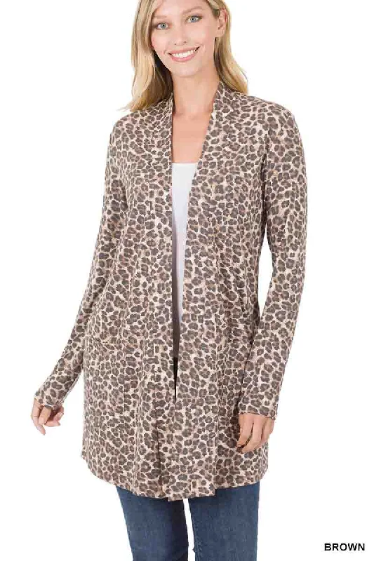 Slouchy Pocket Cardigan Leopard Modern Contemporary chic