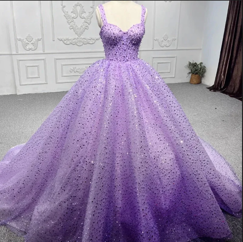 Purple Sweetheart Sequined Evening Party Dresses Sequined Elegant Party