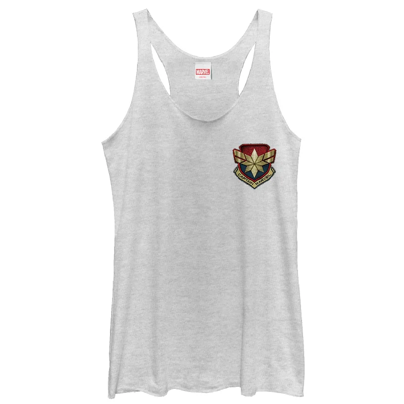 Women's Marvel Captain Marvel Star Symbol Woven Print Racerback Tank Top cute tank top