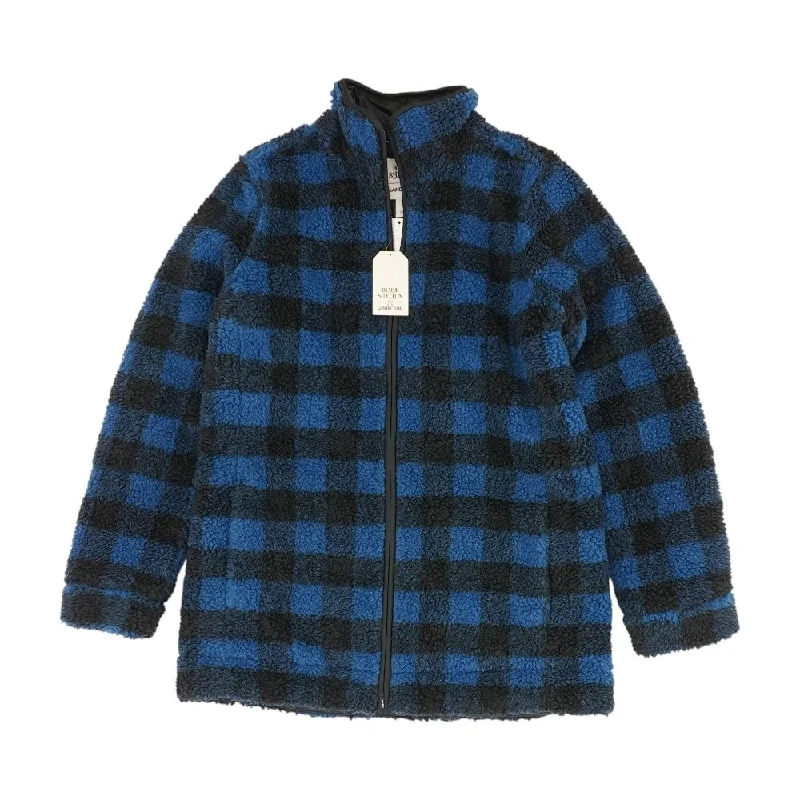 Blue Plaid Puffer Jacket Knit Jacket Woven Jacket Fleece Jacket