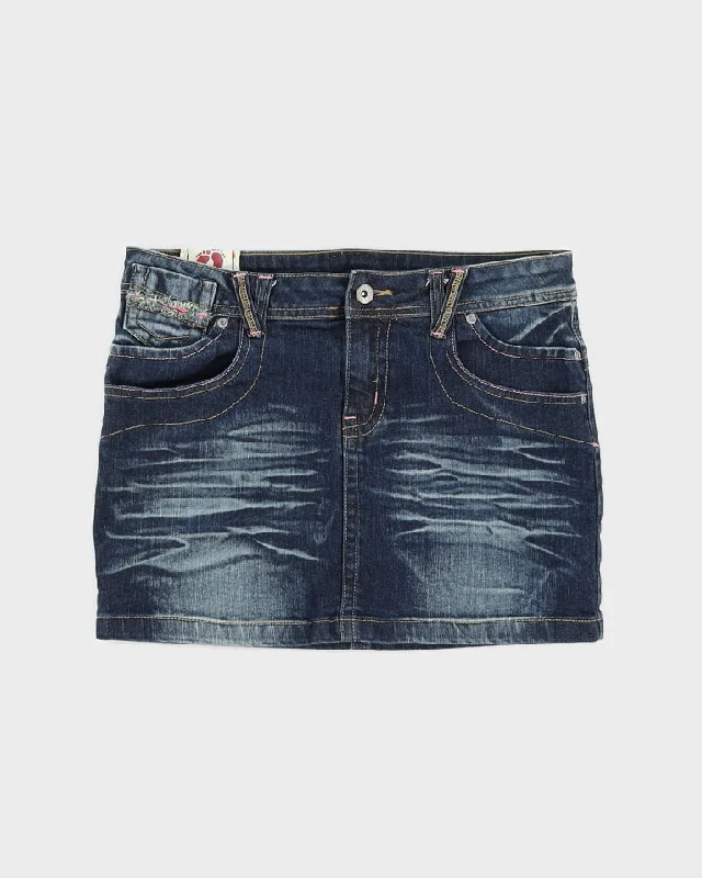Y2K Dark Wash Denim Mini Skirt - M silk skirt smooth