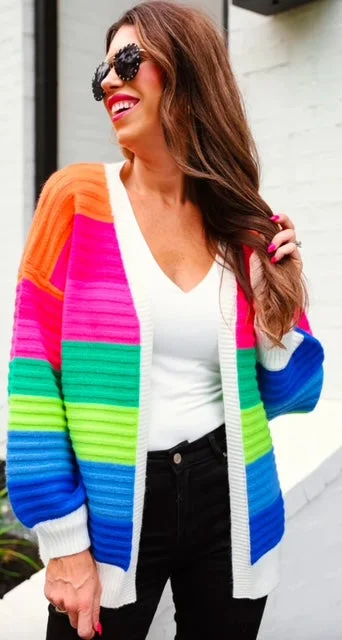 Rainbow Dreams Cardigan Denim Fabric Leather Fabric Suede Fabric