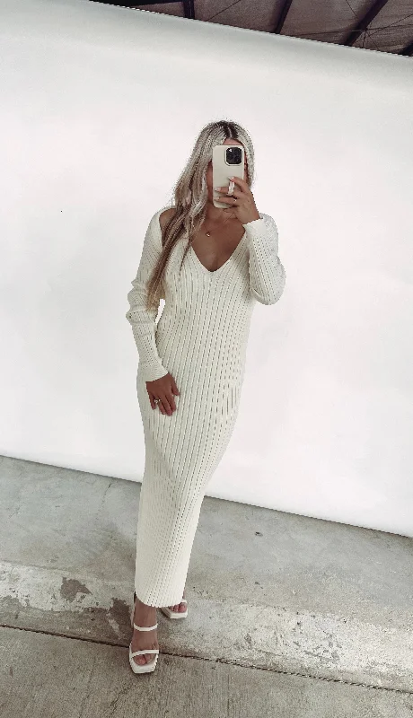 Marley Cream Ribbed Maxi & Cardigan Set (FINAL SALE) Long Cardigan Short Cardigan Medium Cardigan