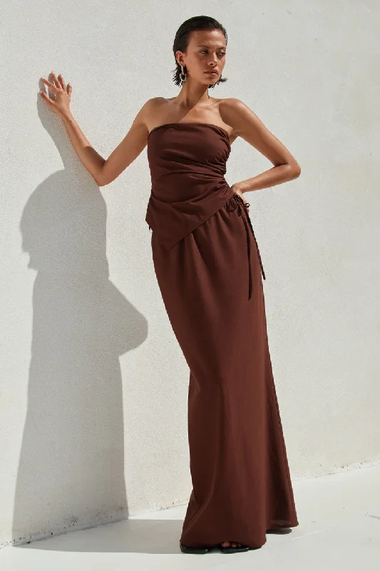 COMALIE MAXI SKIRT - CHOCOLATE cashmere skirt fine