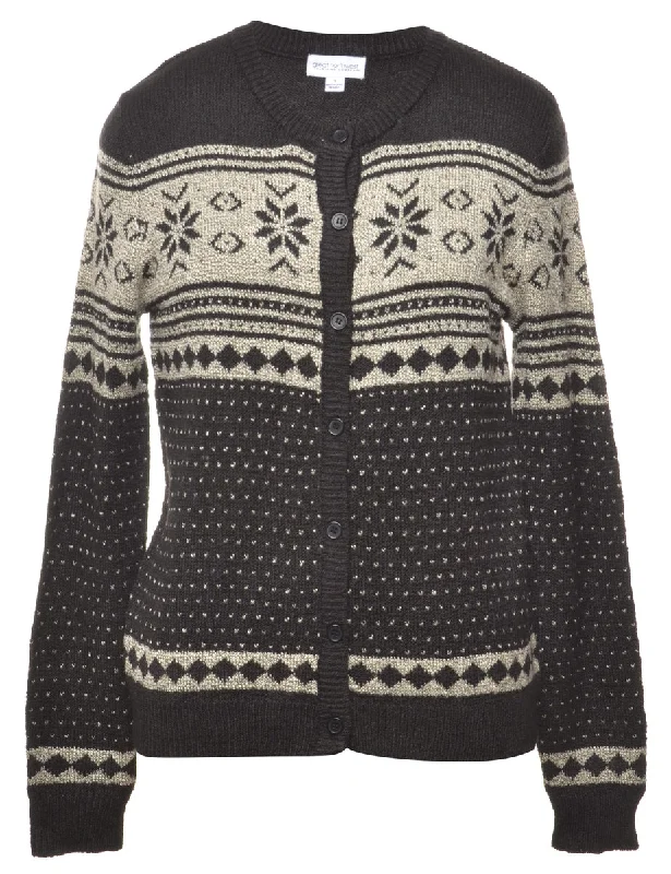 Black Nordic Cardigan - S Wool Cardigan Cotton Cardigan Cashmere Cardigan